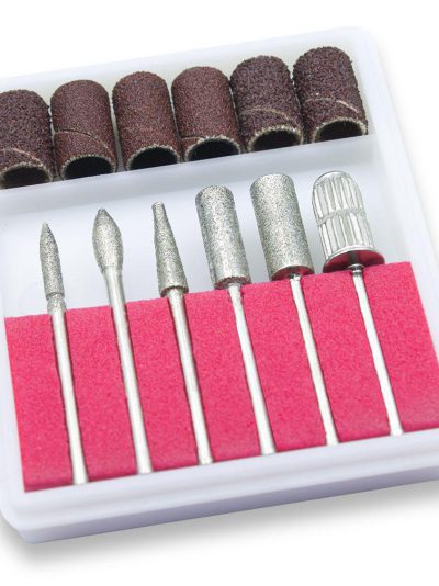 Kit 6 Brocas + 6 Lixas para Lixadeira Elétrica – Acrigel, Porcelana e Fibra