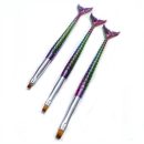 Kit com 3 Pincéis para Gel Sereia – Unhas de Gel, Fibra de Vidro e Acrílica