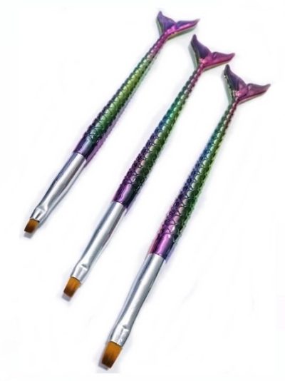 Kit com 3 Pincéis para Gel Sereia – Unhas de Gel, Fibra de Vidro e Acrílica