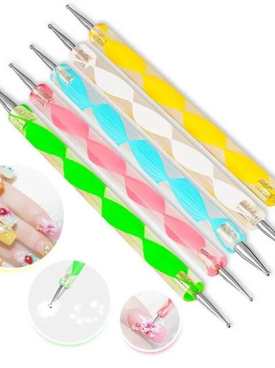 Kit 5 Pincéis Boleador Duplo Espiral – Decoração de Unhas
