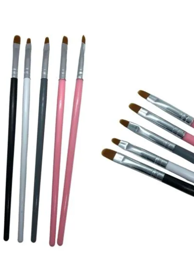 Kit com 4 Pincéis Língua de Gato para Unhas de Gel, Acrigel e Fibra