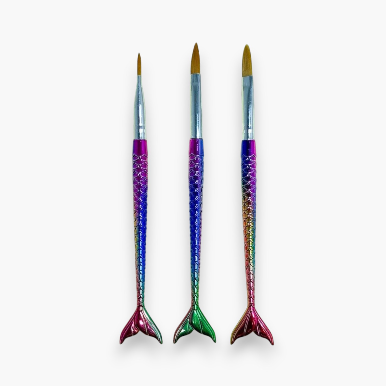 Kit 3 Pincéis para Acrílico Sereia - Aplicação de Gel e Porcelana