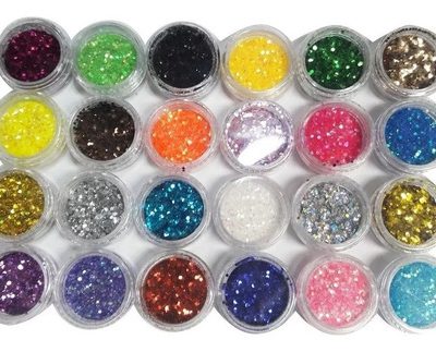 Kit com 24 Glitter Flocado para Decoração de Unhas