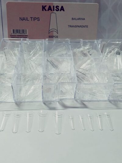 Kit com 500 Tips Bailarina Transparente - Caixa Acrílica