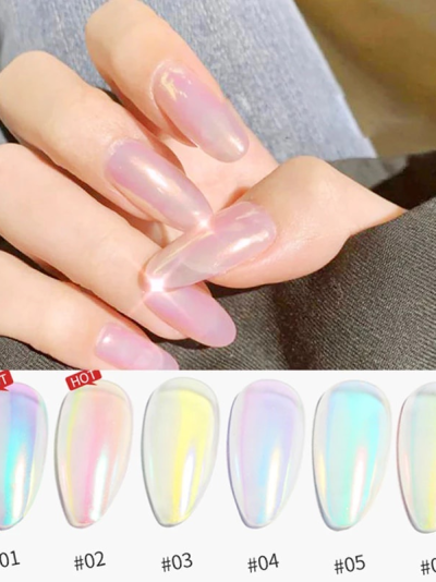 Kit 6 Pó Sereia Asa de Borboleta KAISA – Efeito Cromado Holográfico