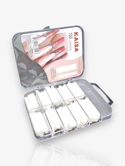 Unhas Postiças Curvatura C Extra Longa KAISA – Transparente/Natural (100 Unidades)