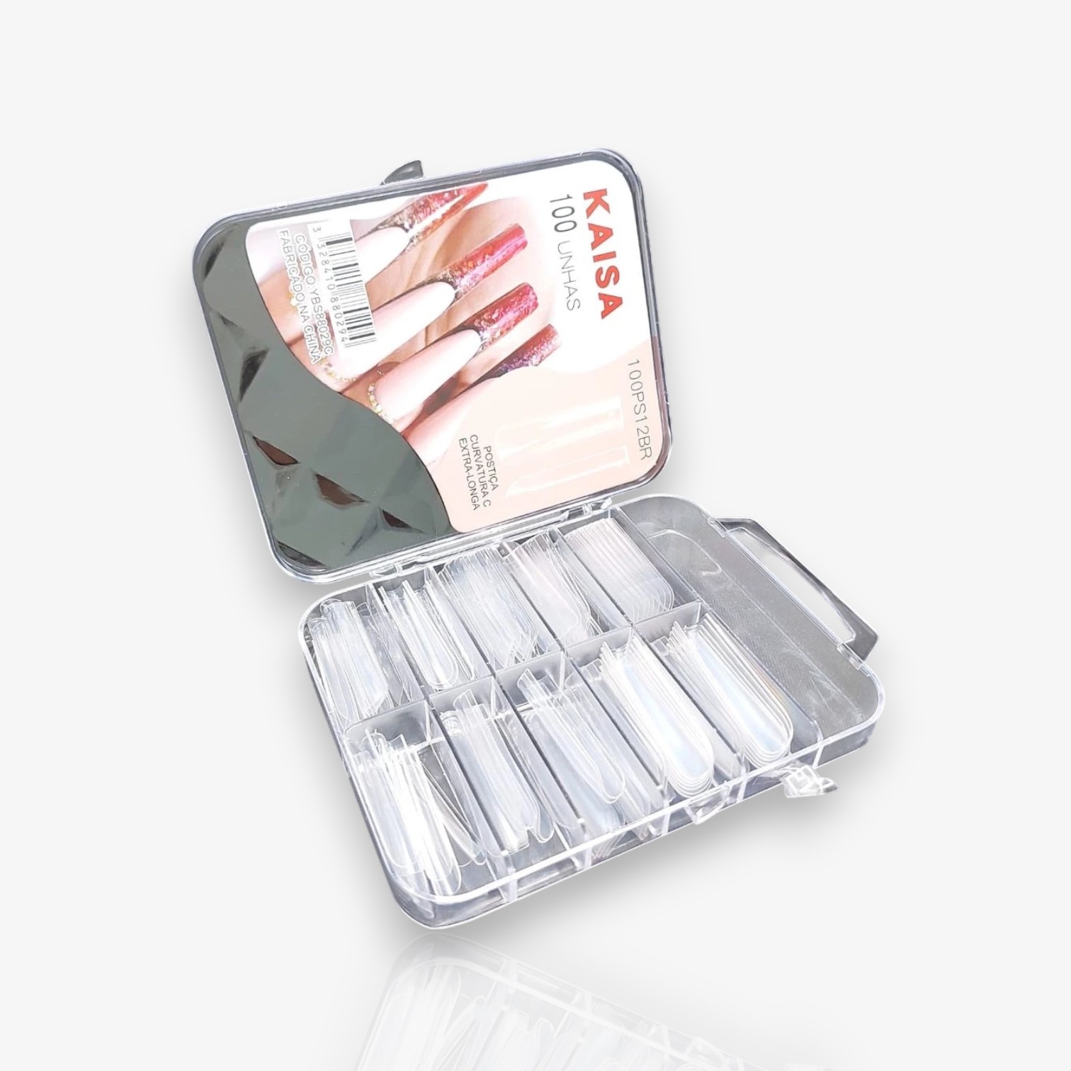 Unhas Postiças Curvatura C Extra Longa KAISA – Transparente/Natural (100 Unidades) - Imagem 2