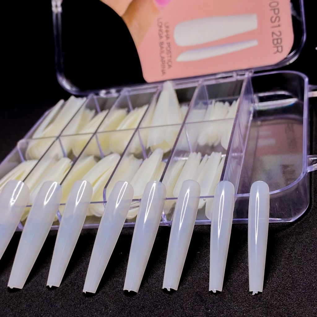 Unhas Postiças Curvatura C Extra Longa KAISA – Transparente/Natural (100 Unidades) - Imagem 4