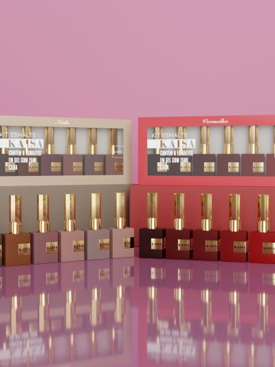 Kit com 6 Esmaltes em Gel KAISA 15ml – Vermelho & Nude