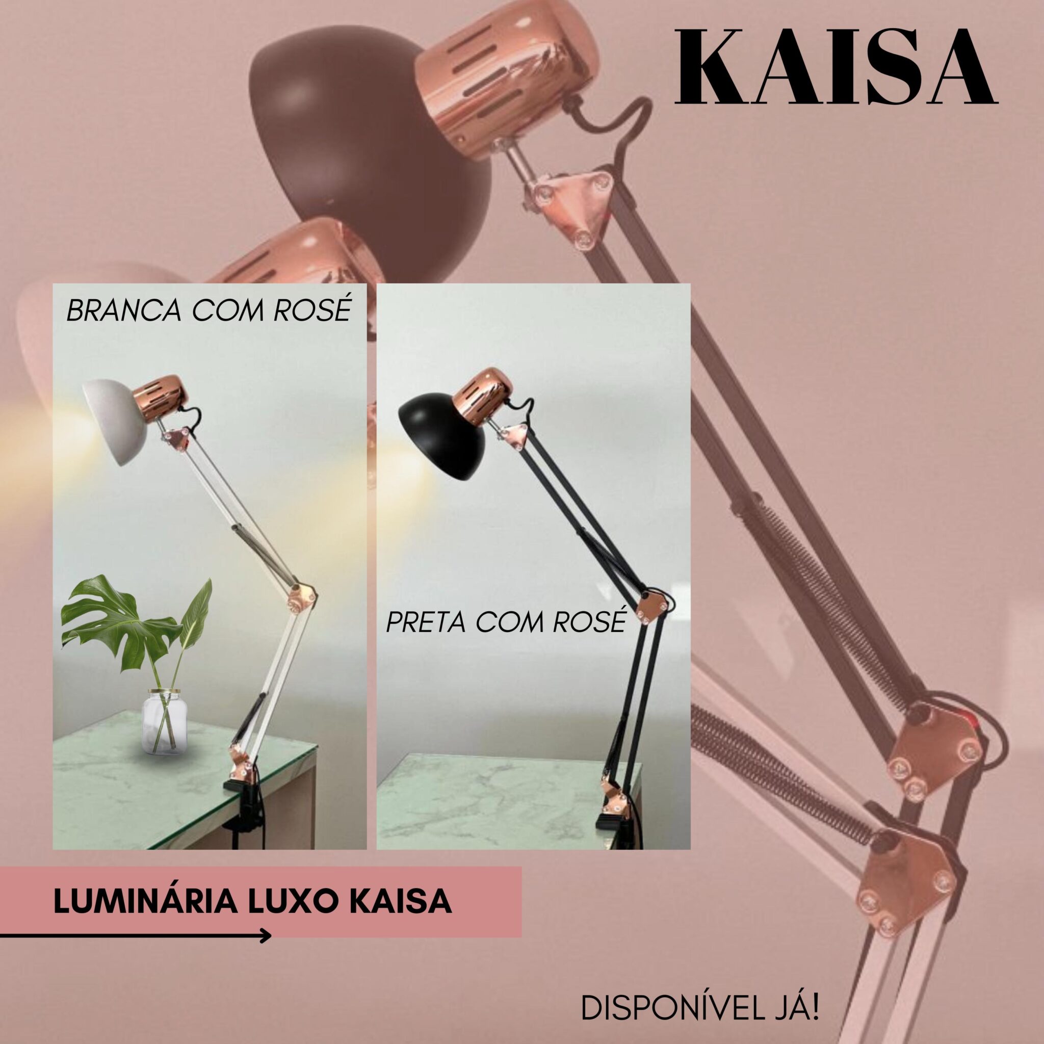 Luminária Pixa KAISA Articulada Com Garra 40W Kaisa Nails