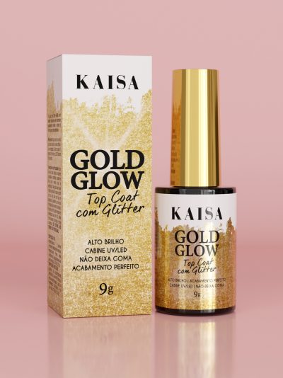 Top Coat com Glitter KAISA - Gold Glow e Silver Glow | Alto Brilho e Acabamento Perfeito
