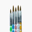 Kit com 5 Pincéis Porcelana Acrílico Cabo Espiral – Ideal para Unhas de Gel e Fibra