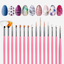 Kit com 15 Pincéis para Decoração de Unhas - Nail Art Completo