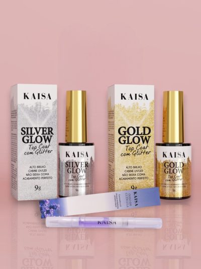 Kit Top Coat com Glitter KAISA – Brilho Intenso e Acabamento Perfeito!