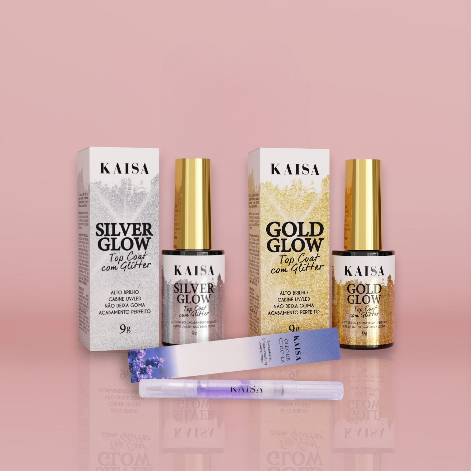 Kit Top Coat com Glitter KAISA – Brilho Intenso e Acabamento Perfeito!