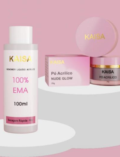 Kit Monomer Tradicional com Pó Acrílico KAISA – Esculpimento Profissional e Fortalecimento
