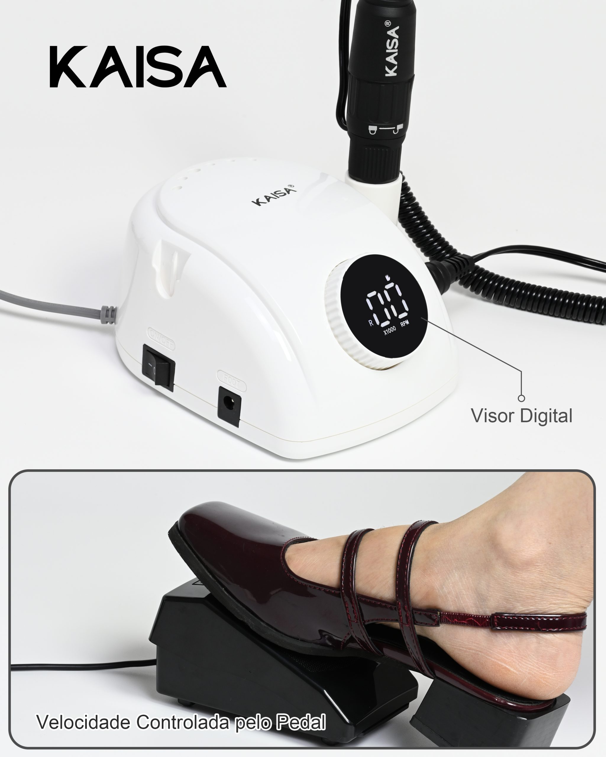 Motor X7 KAISA – 40.000 RPM Profissional para Manicure e Pedicure - Imagem 4